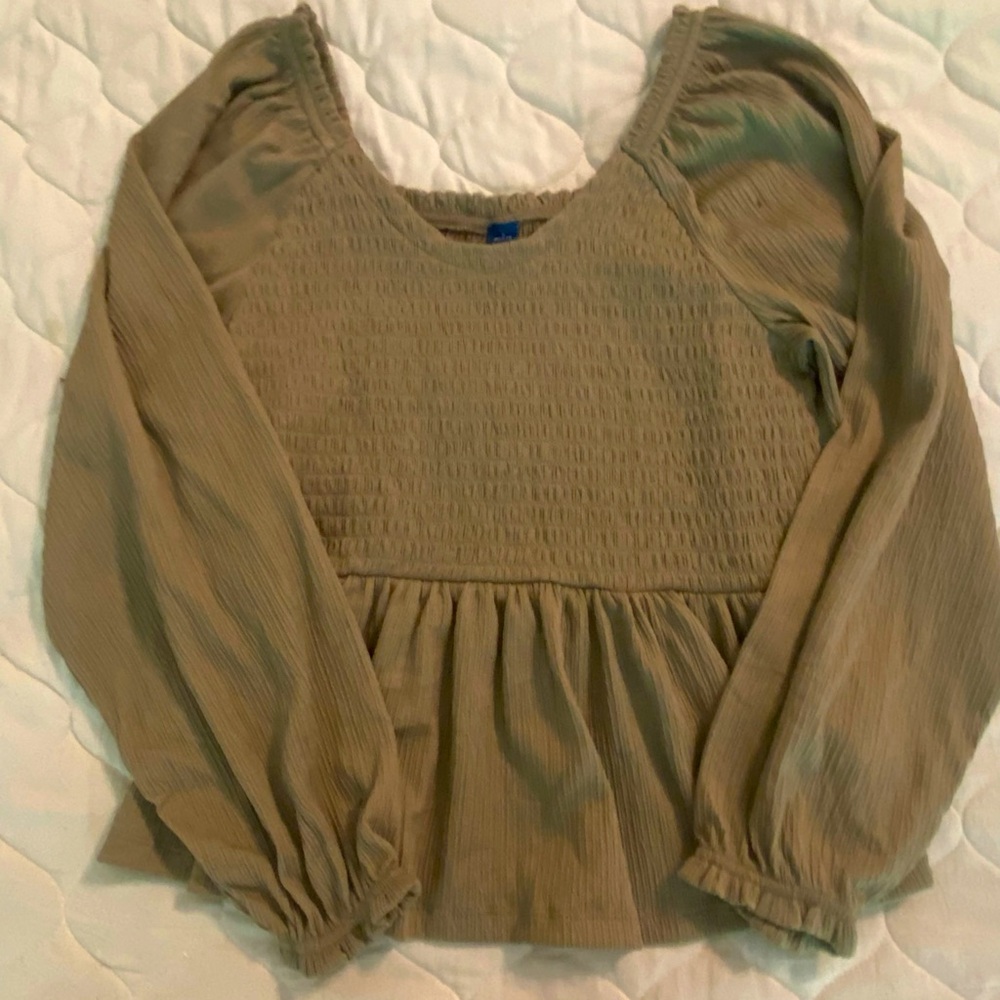 Old Navy Women’s Long Sleeved Smocked Peplum Top, Size Small Petite, Sage